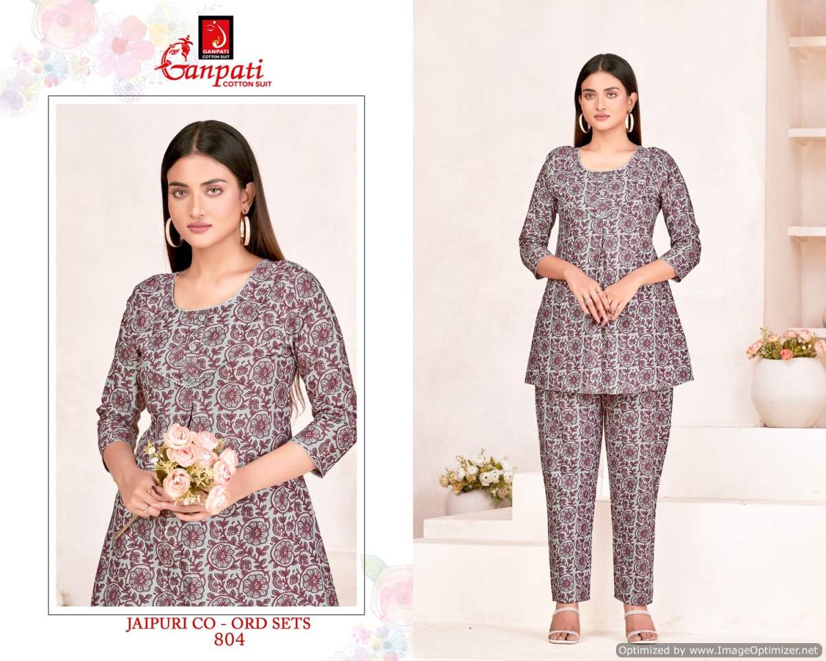 Jaipuri Vol 8 By Ganpati Heavy Pure Cotton Cord Set Top With Bottom Wholesale Shop In Surat